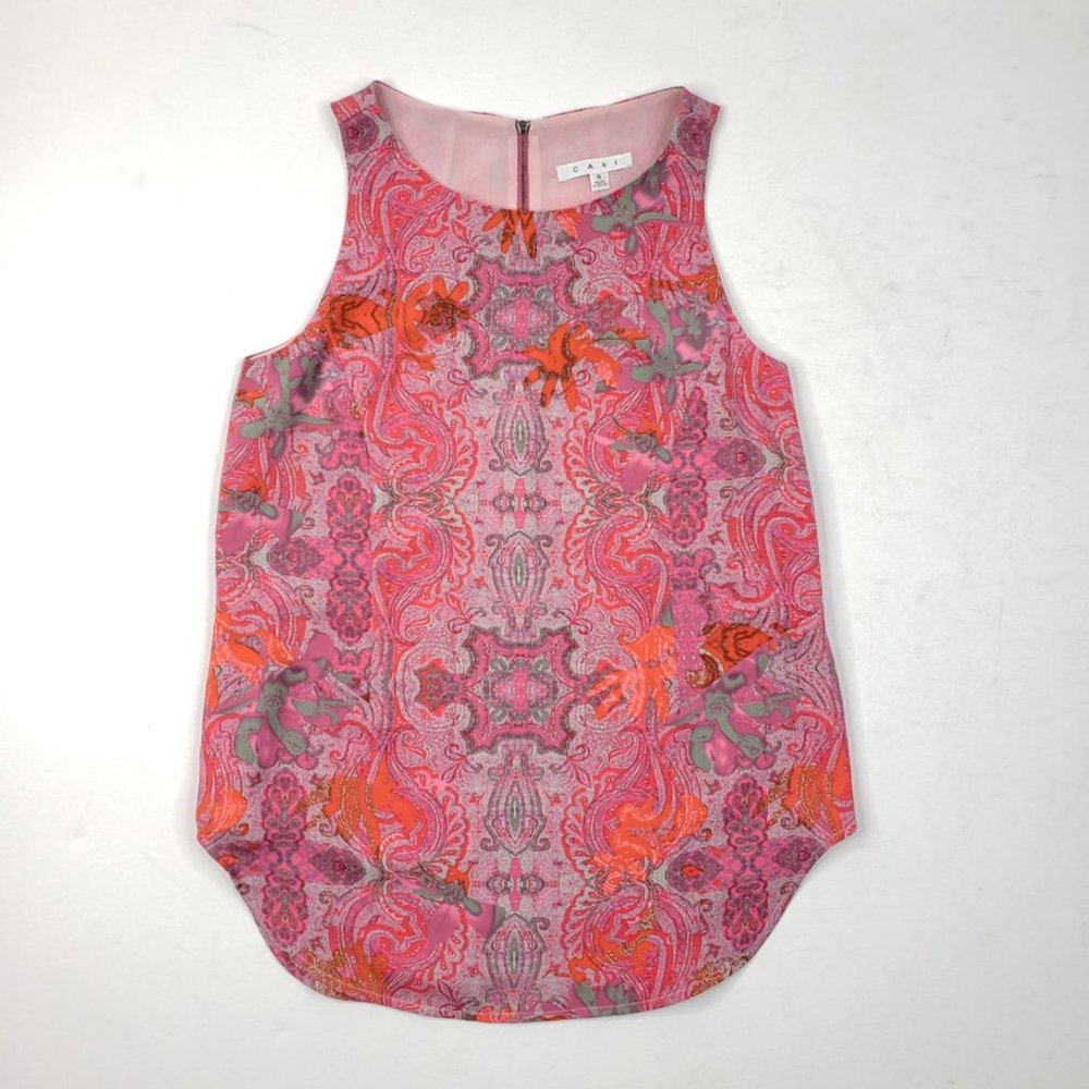 Cabi Pink Paisley Sleeveless Tank Top Size S